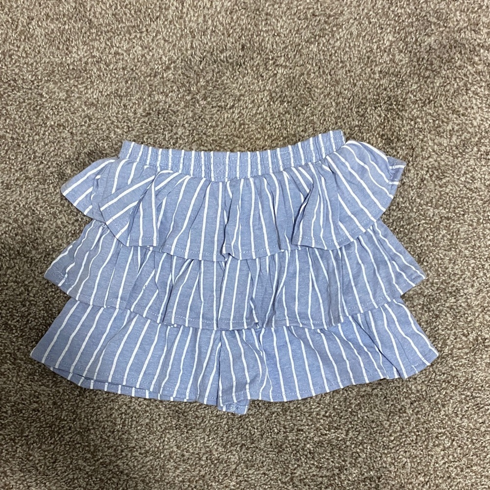 Freestyle Blue and White Tiered Mini Skirt
